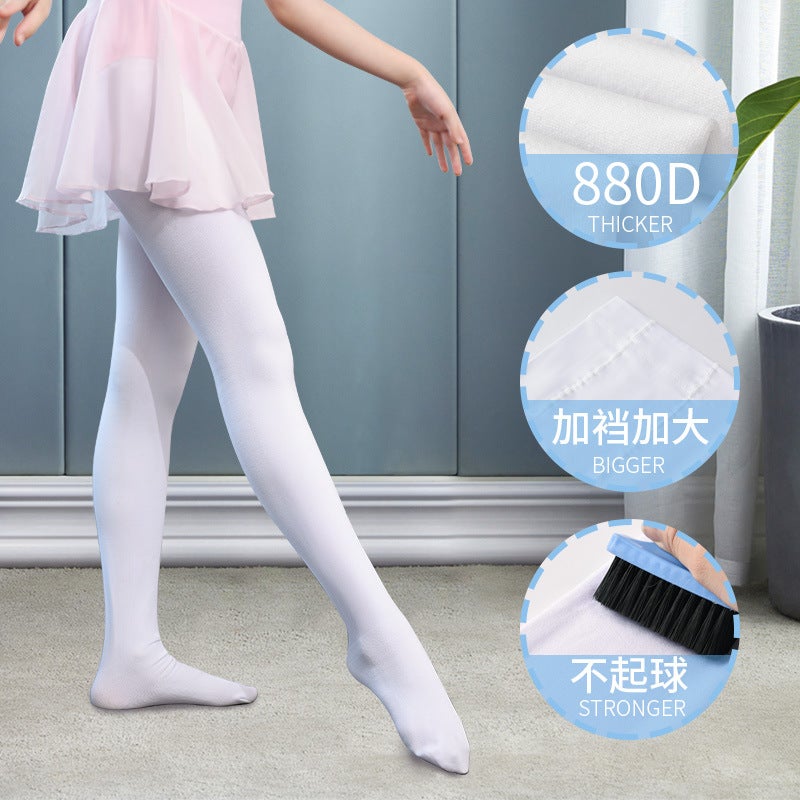 Loquat Dance socks thickened fleece-lined plus size white girls pantyhose biyouti dance socks 880D - Image 2